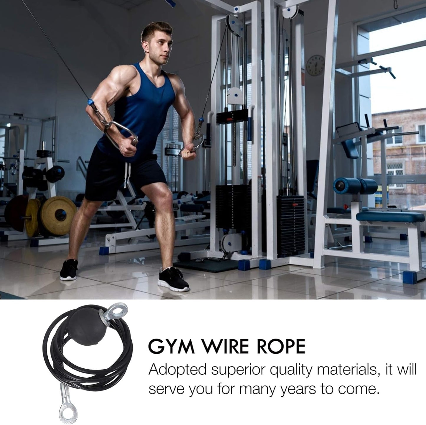 Fitness Replacement Cable Exercising Wire Rope Heavy Duty Gym Cable for Pulley Home Gym Equipment Accessories 1.4M
