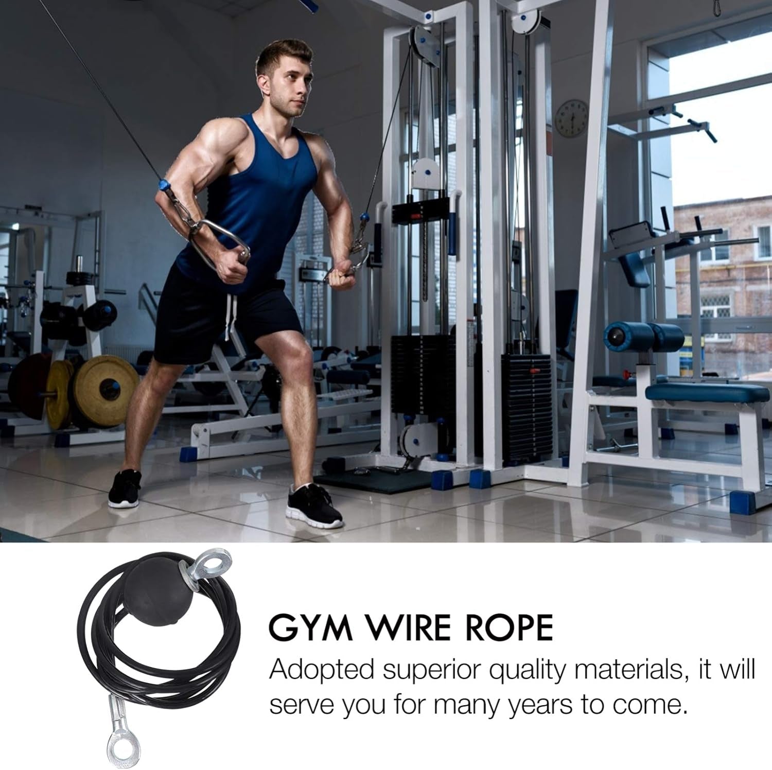 Fitness Replacement Cable Exercising Wire Rope Heavy Duty Gym Cable for Pulley Home Gym Equipment Accessories 1.4M