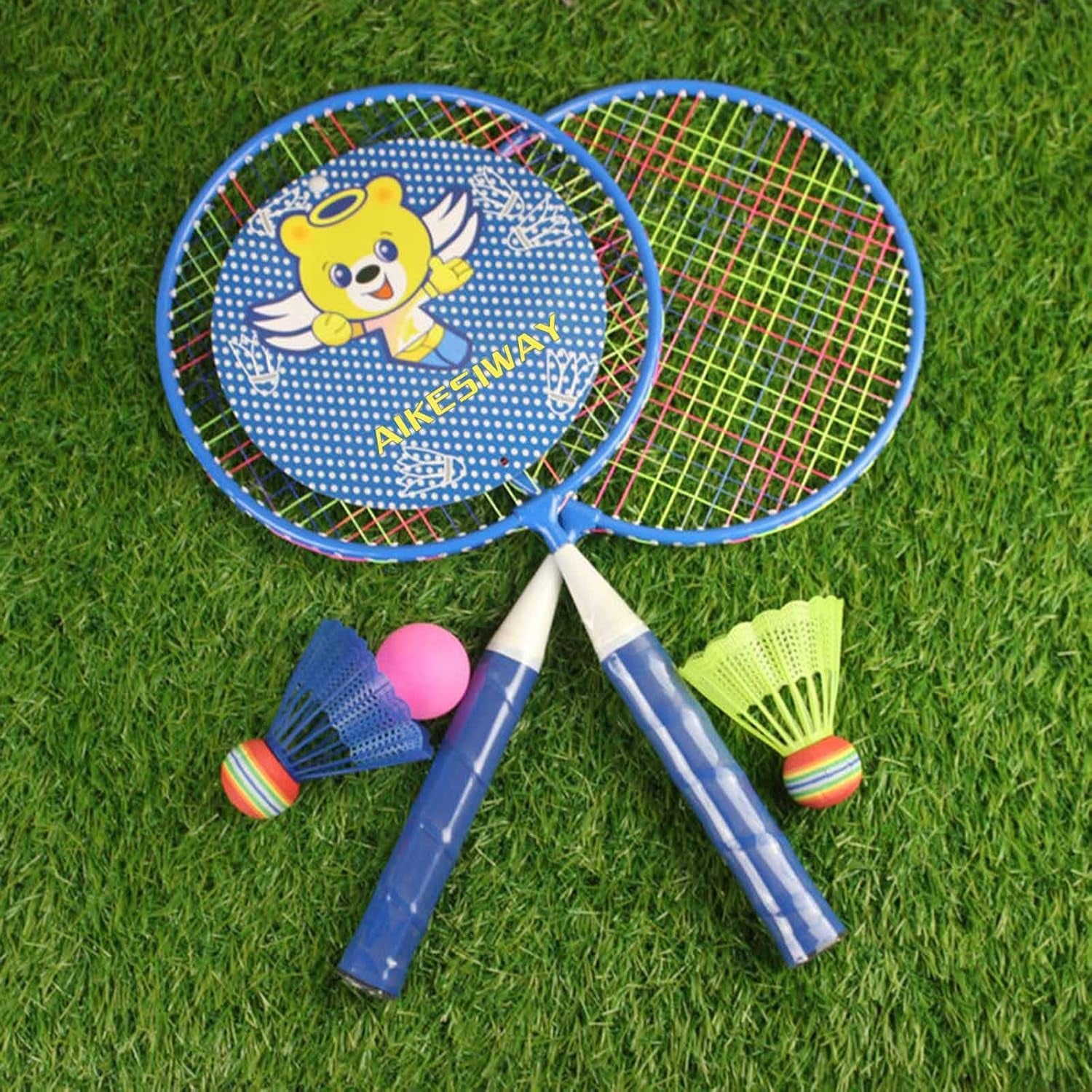Badminton Racket for Children 1 Pair, Nylon Alloy Durable Badminton Racquet Set