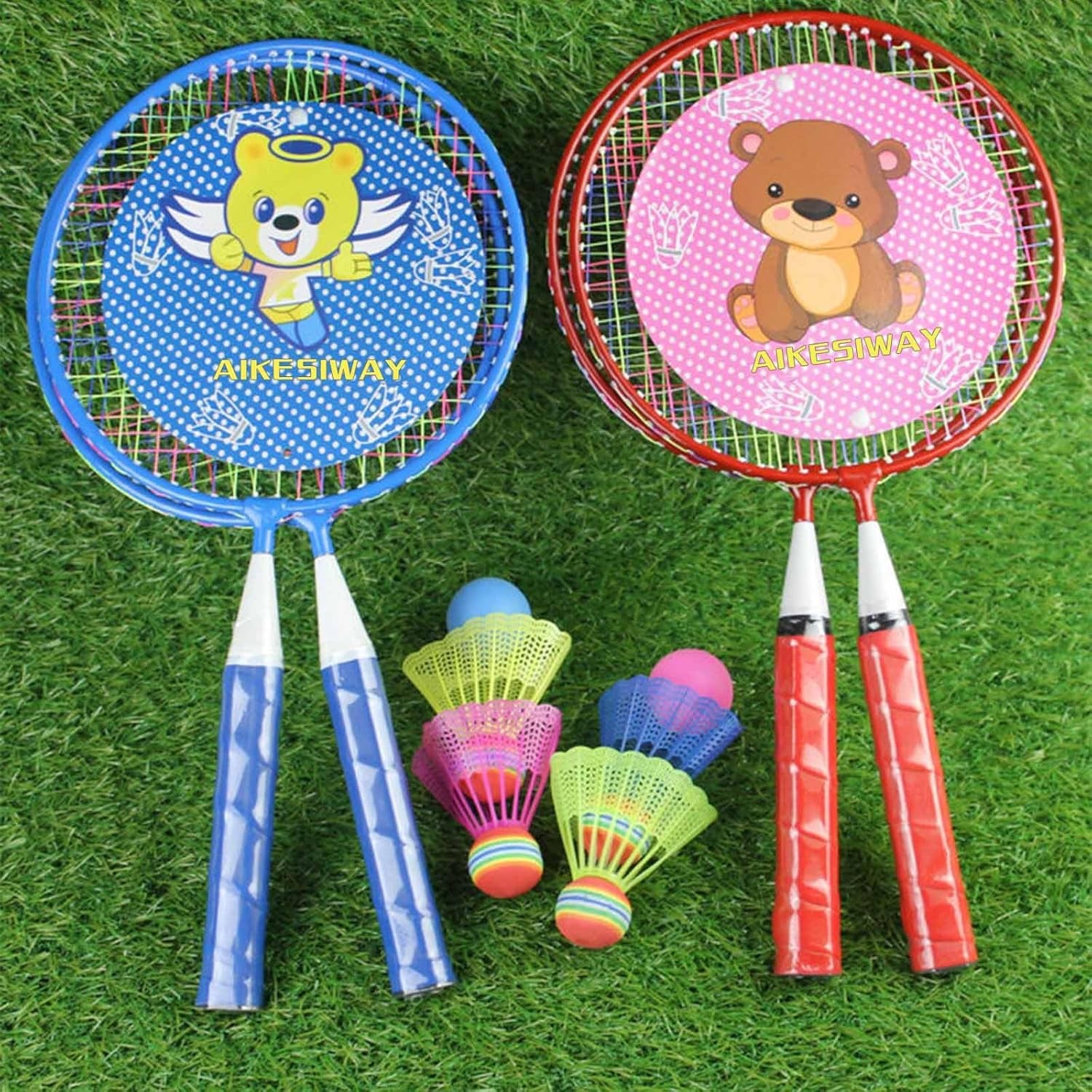 Badminton Racket for Children 1 Pair, Nylon Alloy Durable Badminton Racquet Set