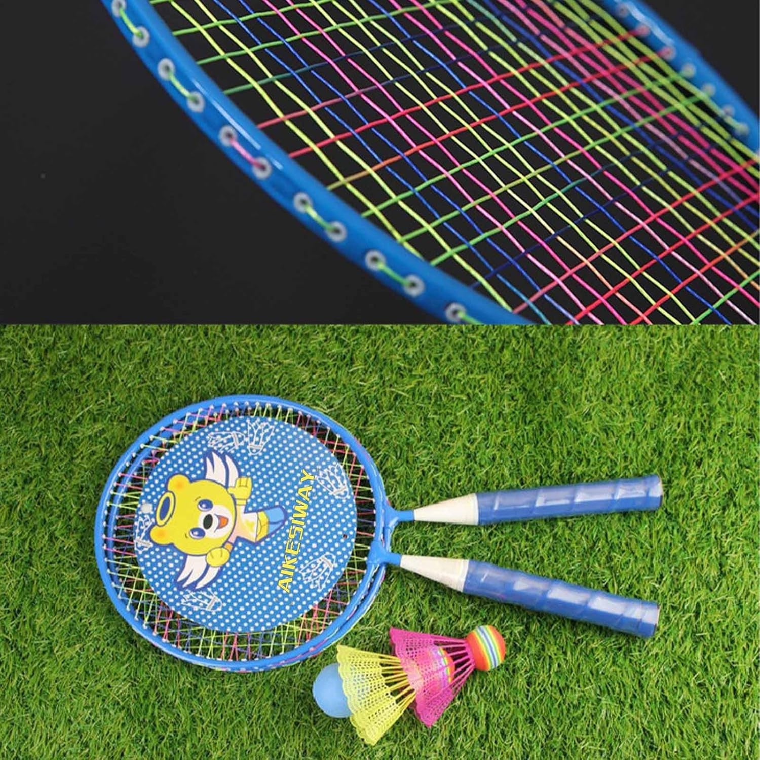 Badminton Racket for Children 1 Pair, Nylon Alloy Durable Badminton Racquet Set