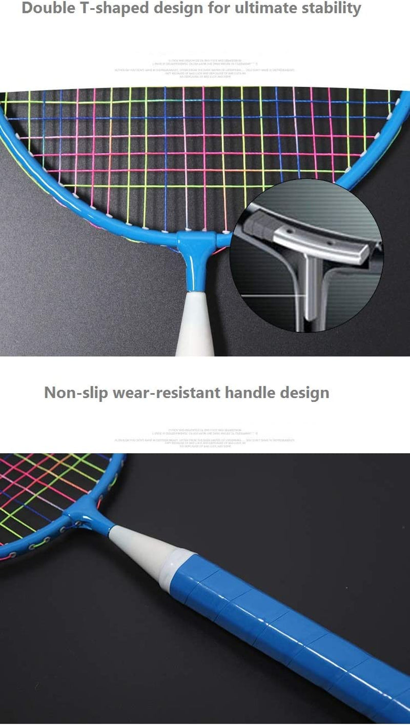 Badminton Racket for Children 1 Pair, Nylon Alloy Durable Badminton Racquet Set