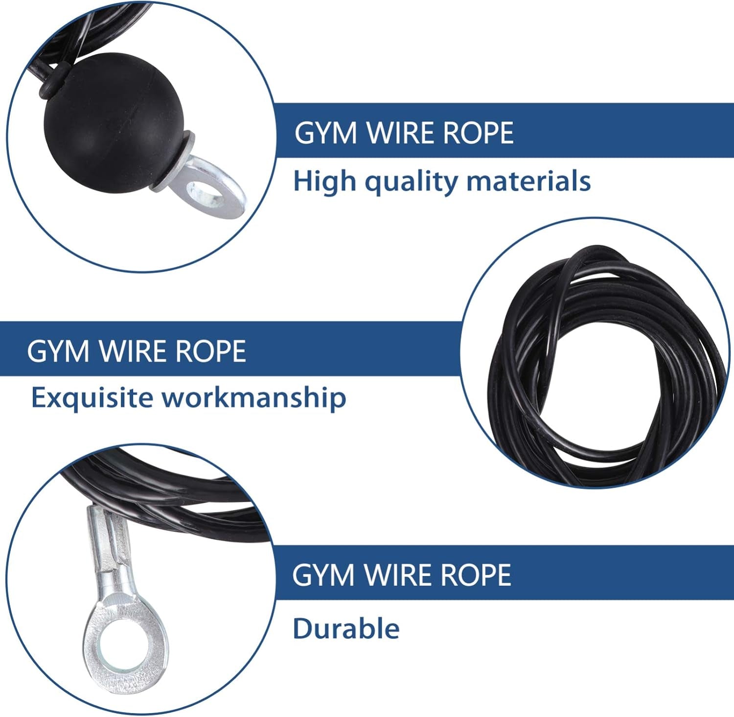 Fitness Replacement Cable Exercising Wire Rope Heavy Duty Gym Cable for Pulley Home Gym Equipment Accessories 1.4M